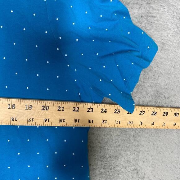 Catherines suprema collection shirt blue polka dot stretch neck detail plus 1X - Picture 6 of 8